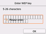 WEP key entry screen